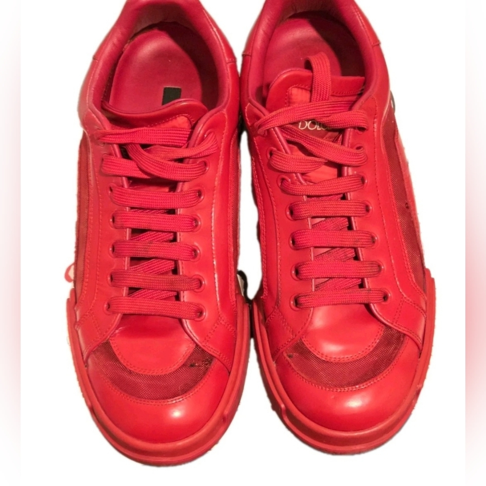 Dolce & Gabbana Unisex Portofino Red LowTop Sneakers US Mens Sz 6 /Wmns Size 7.5 - Picture 2 of 14